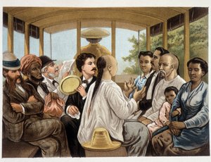 Indonesians and West in an Indonesian bus - Het kamerlind van Berkentstein in Nederlandsch-Indie by MTH Perelaer - Leiden - AW Sijjhoff teekeningen door JC Rappard - Batavia dans un transport de eerste avond aan wal