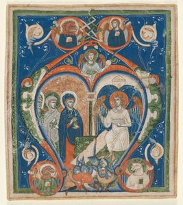 Initial A [ngelus Domini descendit] from an Antiphonary: The Three Marys at the Tomb by Unknown artist