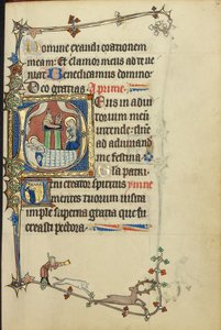 Initial D: The Nativity; Initial V: A Monk in Prayer by Unknown artist