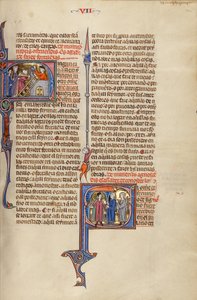 Initial N: Two Men Building a Fortress; Initial S: Two Men Meeting a Nobleman Carrying a Hawk