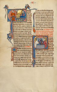 Initial Q: A Woman with Bread Loaves before a Man Holding a Scale; Initial S: The Baptism of a Muslim