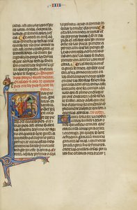 Initial S: A Judge with Two Men Pointing at Two Peacocks by Unknown artist