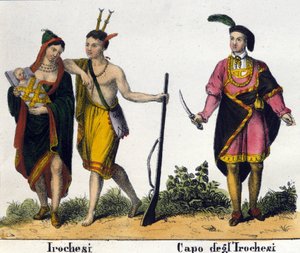 Iroquois Indians of the United States of America. Lithograph from the beginning of the 19th century