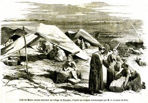 Jews from Morocco Coming to Seek Refuge in Algeciras in Spain in the Middle of the 19th Century (engraving) by Unknown artist