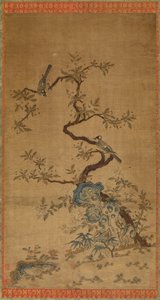 Kesi Tapestry of Two Birds and a Flowering Tree