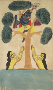 Krishna Steals the Clothes of the Cowgirls (recto) by Unknown artist