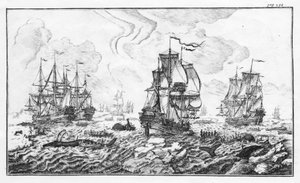 Whale hunting - engraving in 