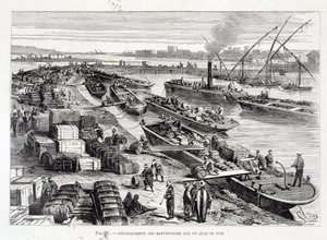 Landing of Goods on a Dock in the Suez Canal
