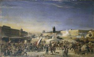 The Attack on the Louvre, July 29, 1830, View from the Pont-Neuf, in 1830 by Unknown artist