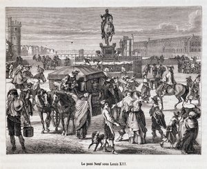 Le Pont Neuf Under Louis XIII - Engraving of the 19th Century by Unknown artist