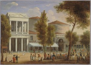 The Théâtre des Variétés and the Passage des Panoramas, Boulevard Montmartre, circa 1825 by Unknown artist