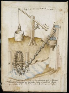 Lever systems for wells and water supply by screw wheel by Unknown artist