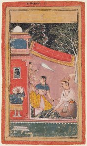 Lovers on a Terrace: Ramakali Ragini of Hindol, from a Bundi Ragamala by Unknown artist