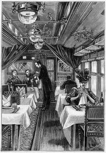 Luxury trains in Europe: internal view of a restaurant wagon