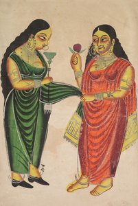 Maid Bringing a Hookah to a Lady (recto) by Unknown artist