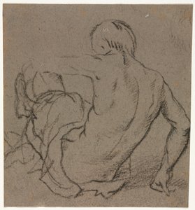 Man Seated on the Ground, Seen from Behind (recto)