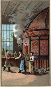 Manufacture of porcelain: cooking. Chromolithography of the end of the 19th century