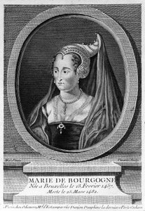 Marie of Burgundy, daughter of Charles the Bold and wife of Maximilian of Austria. 19th century engraving