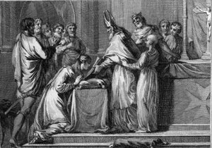 Marriage of Sigebert I, King of Austrasia and Brunehaut, 566 (18th century engraving) by Unknown artist