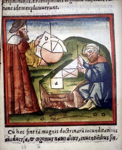 Mathematicians. 15th century manuscript by Unknown artist
