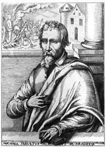 Michel Servet (Michel de Villanueva) (1511-1553), Spanish doctor and theologian. Engraving