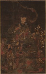 Monju Riding Lion with Attendants