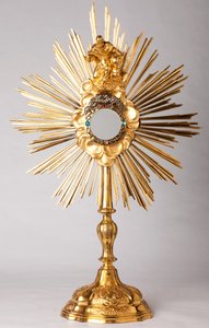 Monstrance. Vermeil, Diamonds, Fake Jewellery with Statue God the Father (Dieu le Père). 18th Century