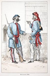 Montagnards (1848). Eau forte en couleurs, for illustration 