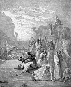 Moses makes water flow out of the rock