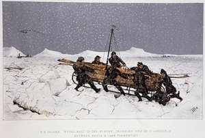 Near the River, Gulf of St. Lawrence: Boat on a Sleigh, near Brule and Cape Tormentin - in Sketches of Canadian Sports and Pastimes by Lieut. Henry Buckton Laurence by Unknown artist