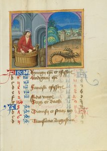 October Calendar Page, Treading Grapes, Scorpio