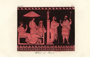 Odysseus entertained by Alcinous, ruler of the Phaiacians on the island of Scheria