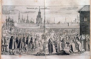 Official ceremony with parade at the Moscow Kremlin. Engraving of the 17th century. Russian library by Unknown artist