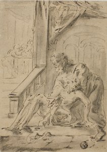 Old Man Supporting Young Man by Unknown artist