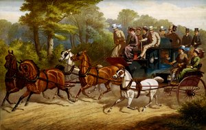 On the Way to the Derby: Fiacre and Omnibus Pulled by Horses
