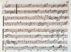 Page of musical score of Castor et Pollux, lyric tragedy by Rameau (1737) by Unknown artist