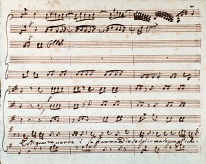 Page of musical score of Estinguere vorrei aria in Griselda opera by Antonio Vivaldi by Unknown artist