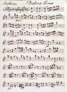 Page of the Sheet Music for the First Violin of Symphony No. 4 in D by Mozart by Unknown artist