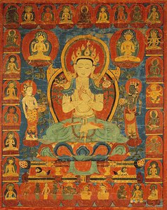 Painted Banner of Bodhisattva Maitreya Surrounded by his Retinue