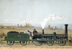 Passenger Locomotive and Coal Wagon of the Strasbourg Railway (Crampton System) by Unknown artist