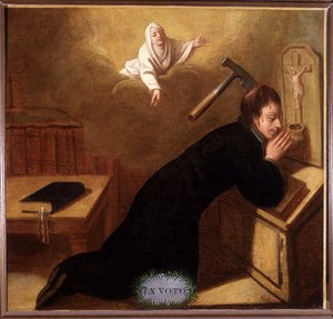 Pastor, an Axe Planted in the Skull, Saved by Saint Anne in Prayer