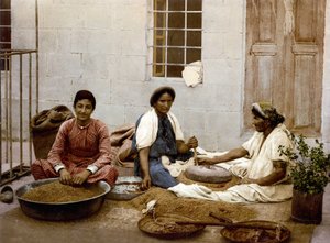 Peasants Moulding Wheat in Jerusalem by Unknown artist