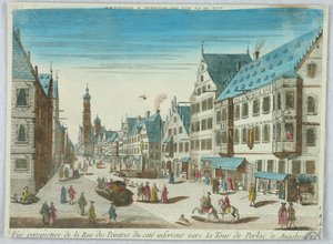 Peep-show, Vue Perspective de la Rue des Peintres du Cote Inferieur Vers la Tour de Perlac à Augsbourg