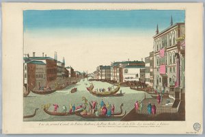 Peep-show, View of the Grand Canal, the Balbori Palace, the Rialto Bridge, and the Festival of the Gondolas in Venice by Unknown artist