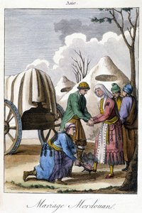 Plate from 1811 illustrating a marriage in Mordovia