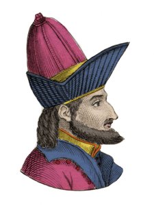 Portrait of Constantine XI (or XII) Paleologus, known as Dragases (Constantine XI Palaiologos) (1404-1453), Byzantine Emperor. Engraving of the 19th Century by Unknown artist