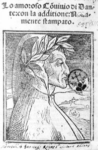Portrait of Dante Alighieri, Italian poet. Frontispiece of 
