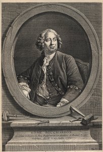Portrait of Edme Bouchardon, French Sculptor and Cartoonist - engraving of 1776