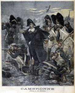 Portrait of General Cambronne (1770 - 1842) during a battle. Illustration of 