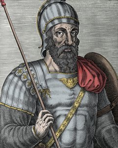 Portrait of Godfrey of Bouillon, Frankish knight, one of the leaders of the First Crusade (engraving) by Unknown artist
